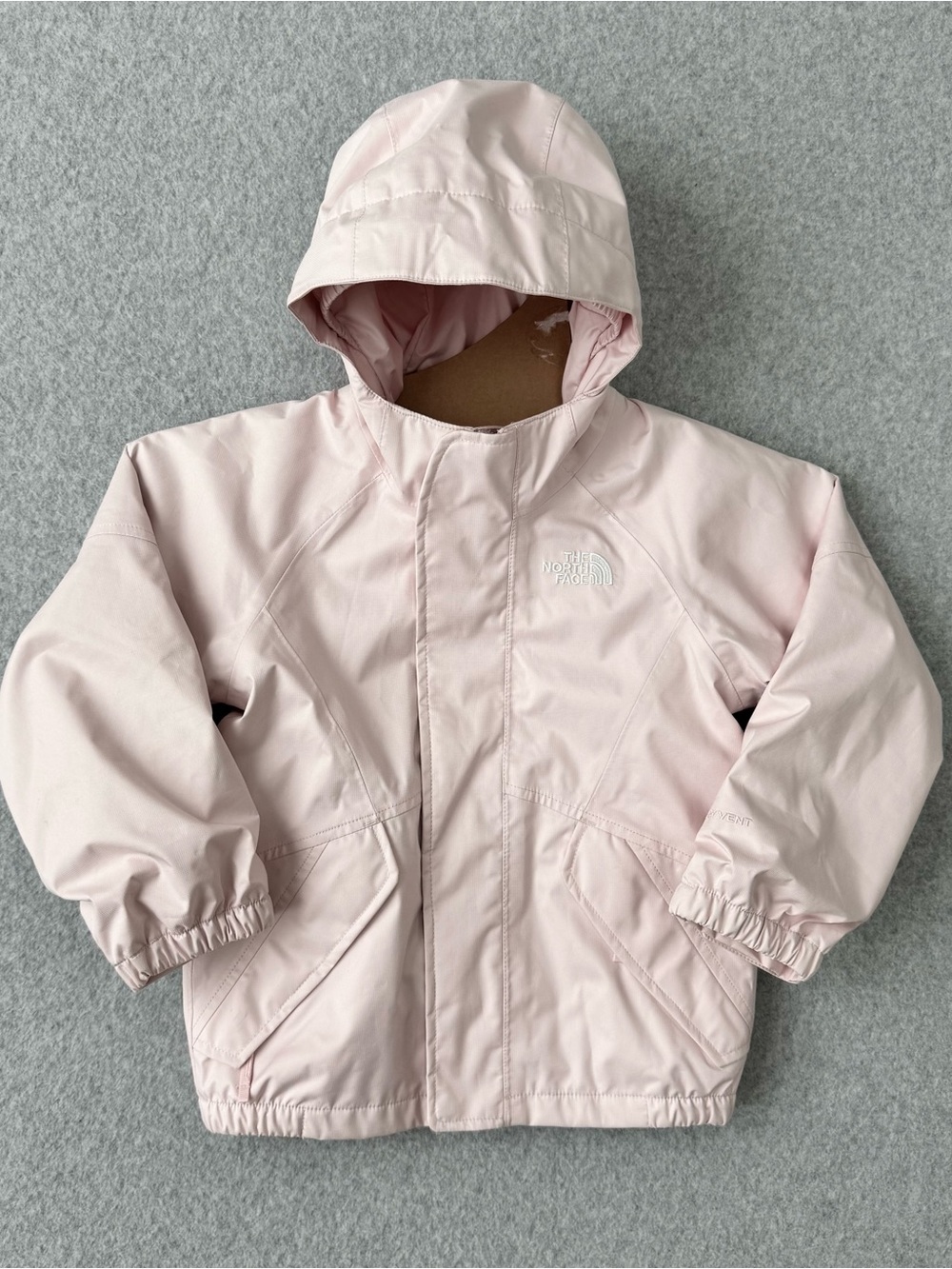 The North Face Rain Winter Jacket Girls 3T Pink Hooded Full Zip Dryvent READ